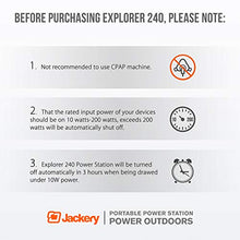 Load image into Gallery viewer, Jackery Portable Power Station Explorer 240, 240Wh Backup Lithium Battery, 110V/200W Pure Sine Wave AC Outlet, Solar Generator (Solar Panel Not Included) for Outdoors Camping Travel Hunting Emergency
