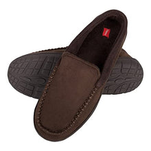 Load image into Gallery viewer, Hanes Mens Moccasin Slipper House Shoe With Indoor Outdoor Memory Foam Sole Fresh IQ Odor Protection , Brown/Brown , Large
