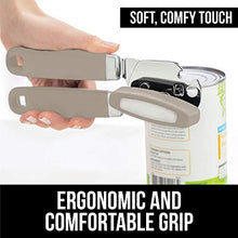 Load image into Gallery viewer, Gorilla Grip Manual Handheld Strong Can Opener, Sharp Cutting Wheel for Smooth Edge Cut, Oversized Easy to Use Turn Knob, Comfortable Soft Handle, Includes Built in Bottle Opener, Almond
