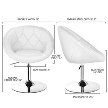 Load image into Gallery viewer, Costway Swivel Accent Chair, Contemporary Tufted Round-Back Tilt Chair with Chrome Frame, Height-Adjustable Modern for Lounge, Pub, Bar, White
