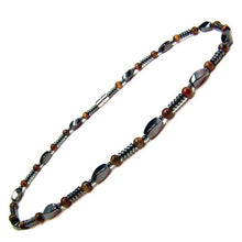 Load image into Gallery viewer, Accents Kingdom Men's Magnetic Hematite Tiger's Eye Bead Necklace, 18"
