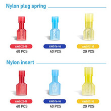 Load image into Gallery viewer, TICONN 200 Pcs Nylon Spade Quick Disconnect Connectors Kit, Electrical Insulated Terminals, Male and Female Spade Wire Crimp Terminal Assortment Kit
