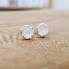 Load image into Gallery viewer, Rainbow Moonstone Stud Earrings 925 Sterling Silver Post studs Small 6mm Natural For Women Jewelry
