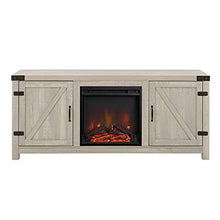 Load image into Gallery viewer, Walker Edison Georgetown Modern Farmhouse Double Barn Door Fireplace TV Stand for TVs up to 65 Inches, 58 Inch, Stone Grey

