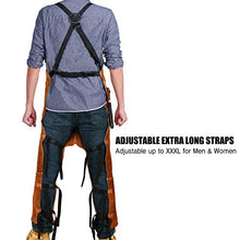 Load image into Gallery viewer, Leather Welding Apron Split Leg for Men - Spark | Flame | Heat Resistant Bib Apron by QeeLink - Heavy Duty Cowhide Leather
