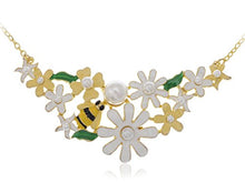 Load image into Gallery viewer, Alilang Bumble Bee Carnation Floral Spring Flower Faux Pearl Beaded Collars Fancy Necklace

