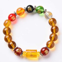 Load image into Gallery viewer, BOYULL Feng Shui Citrine Gem Stone Wealth Porsperity Bracelet with Dragon, White Tiger, Suzaku, Basalt Beads, Attract Wealth and Good Luck, Deluxe Box Included
