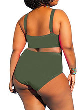 Load image into Gallery viewer, Yskkt Womens One Piece Plus Size Swimwear Swimsuits Sexy High Waisted Tummy Control Swim Bathing Monokini Army Green
