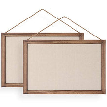 Load image into Gallery viewer, Emfogo 16x11 Wood Bulletin Boards with Linen Wall Bulletin Board for Home Kitchen Office Decorative Hanging Pin Board Frame Cork Board Light Bulletin Boards for Bedroom Pack of 2 (Carbonized Black)

