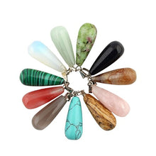 Load image into Gallery viewer, Healing Stone Pendant 24pcs Oval Long Tears Water Drop Chakra Charm Semi-Precious Gemstone Rock Crystal Quartz Stone Pendants for Necklace Jewelry Making

