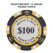 Load image into Gallery viewer, Brybelly Monte Carlo Premium Poker Chip Heavyweight 14-Gram Clay Composite - Pack of 50 ($100 Black)
