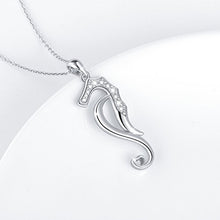 Load image into Gallery viewer, 925 Sterling Silver White Cubic Zirconia Seahorse Charm Pendant Necklace for Women Teen Girls (Pendant Necklace with Gift Box)
