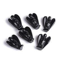 Load image into Gallery viewer, AMOYSTONE Angel Obsidian Gemstone Rock Crystals Pocket Guardian Angel Healing Statues 6PCS 1.5" Black
