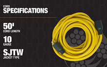 Load image into Gallery viewer, Southwire 65173140 50-Foot 30Amp Generator Cord, 10-Gauge Heavy Duty Electrical Power Cable with L14-30 Locking Plug, 125V / 250V, Yellow, Black
