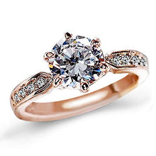 Load image into Gallery viewer, QJLE 1.5 Carat CZ Diamond Cut Cubic Zirconia Engagement Rings for Women,18K Rose Gold Plated Dainty Promise Solitaire Wedding Ring Band (Rose Gold, 6.5)
