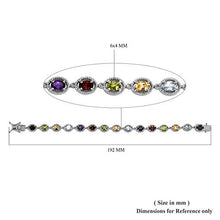Load image into Gallery viewer, 925 Sterling Silver Gemstone Link Tennis Bracelet Platinum Plated Oval Peridot Amethyst Topaz Citrine Garnet 7.25" Ct 6.8
