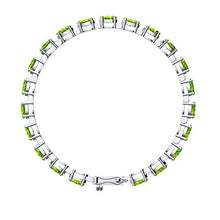 Load image into Gallery viewer, Solid Sterling Silver 6x4mm Oval Cut 9 CTW Green Peridot Brilliant Sparkle Tennis Bracelet for Women, Box Chain with Safety
