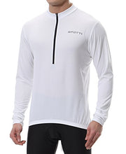 Load image into Gallery viewer, Spotti Men's Long Sleeve Cycling Jersey, Bike Biking Shirt- Breathable and Quick Dry (Chest 40-42 - Large,White)
