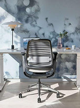 Load image into Gallery viewer, Series 1 Task Chair by Steelcase | Seagull Frame, Congent Connect Upholstery, 3D Microknit Back | Fully Adjustable Arms | Carpet Casters (Blue Jay)

