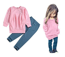 Load image into Gallery viewer, Toddler Girls Clothes Winter Warm Long Sleeve Tops Long Pants suit Kids Soft cotton 2Pcs Set(Pink, 120(5T))
