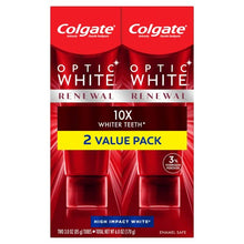 Load image into Gallery viewer, Colgate Optic White Renewal Teeth Whitening Toothpaste, High Impact White, 3 Oz, 2 Pack
