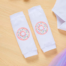 Load image into Gallery viewer, Baby Girl 1st Birthday Cake Smash Outfits Donuts Romper+Tutu Skirt+Headband+Leg Warmers Clothes 4Pcs Set（Colorful 1, 9-12 Months）
