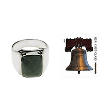 Load image into Gallery viewer, NOVICA Natural Jade .925 Sterling Silver Modern Men's Ring, Fortress'
