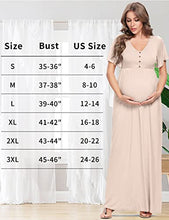 Load image into Gallery viewer, Peauty Maternity Dress Maternity Maxi Dress Maternity Dress for Photoshoot Ruffles Short Sleeve Light Mocha XXL Plus Size
