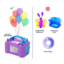 Load image into Gallery viewer, NuLink Electric Portable Dual Nozzle Balloon Blower Pump Inflation for Decoration, Party [110V~120V, 600W, Purple]
