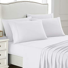 Load image into Gallery viewer, King Bed Sheet Set, 6 PC Super Soft Microfiber Bedding Set, Wrinkle &amp; Fade Resistant Sheet Set, Hotel Quality Fits Mattress Up to 14'' Deep Pocket, White
