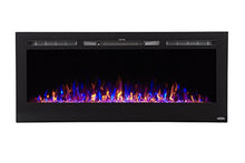 Load image into Gallery viewer, Touchstone 80004 - Sideline Electric Fireplace - 50 Inch Wide - in Wall Recessed - 5 Flame Settings - Realistic 3 Color Flame - 1500/750 Watt Heater - (Black) - Log &amp; Crystal Hearth Options
