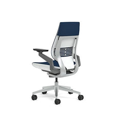 Load image into Gallery viewer, Steelcase Gesture Office Chair - Cogent Connect Blueprint Upholstered Wrapped Back Platinum Metallic Frame Medium Seat Light Seagull Seat/Back Dark Merle Arms Hard Floor Caster Wheels

