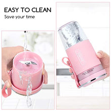 Load image into Gallery viewer, Portable Blender, Cordless Personal Blender Juicer, Mini Mixer, Smoothies Maker Fruit Blender Cup With USB Rechargeable, 10oz/300ml for Home, Office, Sports, Travel, Outdoors, by Aeitto, Pink
