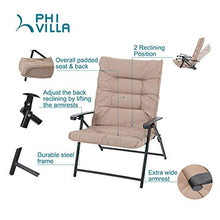 Load image into Gallery viewer, PHI VILLA Patio 3 PC Padded Folding Chair Set Adjustable Reclining 2 Position, Beige
