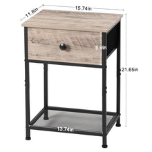 Load image into Gallery viewer, AMHANCIBLE Nightstands Set of 2, Small End Side Tables Living Room with Drawer, Industrial Slim Night Stands with Shelf, Bedside Tables for Bedroom, Greige HET03SDGY
