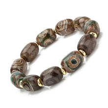 Load image into Gallery viewer, ZenBless Fengshui Protective bracelet Oval Green Tibetan Dzi Beads Bracelet Amulet Bangle Attract Good Luck
