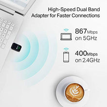Load image into Gallery viewer, TP-Link AC1300 USB WiFi Adapter(Archer T3U)- 2.4G/5G Dual Band Wireless Network Adapter for PC Desktop, MU-MIMO WiFi Dongle, USB 3.0, Supports Windows 11, 10, 8.1, 8, 7, XP/Mac OS X 10.9-10.14
