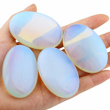 Load image into Gallery viewer, rockcloud Oval Worry Stones,Palm Pocket Energy Stone,Healing Crystal with Velvet Bag,Opalite
