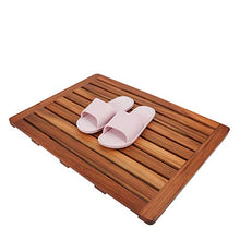 Load image into Gallery viewer, Utoplike Teak Wood Bath Mat, Shower Mat Non Slip for Bathroom, Wooden Floor Mat Square Large for Spa Home or Outdoor (24"x18")
