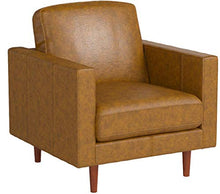 Load image into Gallery viewer, Amazon Brand – Rivet Revolve Modern Leather Armchair with Tapered Legs, 33"W, Caramel
