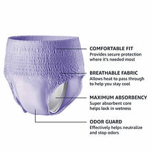 Load image into Gallery viewer, Amazon Basics Incontinence &amp; Postpartum Underwear for Women, Maximum Absorbency, Extra Large, 48 Count, 3 Packs of 16 (Previously Solimo)
