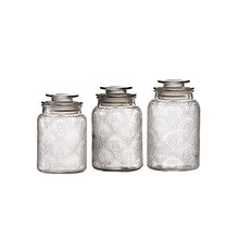 Load image into Gallery viewer, Style Setter Canister Set 3-Piece Jars in 1, 1.3 &amp; 1.6 Liters Retro Design w/Airtight Glass Lids for Cookies, Candy, Coffee, Flour, Sugar, Rice, &amp; Pasta, 13.25 x 4.6 x 8, Clear
