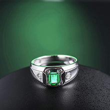 Load image into Gallery viewer, Epinki 925 Sterling Silver Ring, Men 1ct Lab Created Emerald with Cubic Zirconia Rings Engagement Wedding Size 7

