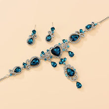 Load image into Gallery viewer, Jewelry Set for Women, Blue Necklace Dangle Earrings Set, White Gold Plated Jewelry Set with Blue and White AAAAA Cubic Zirconia, Allergy Free Wedding Party Jewelry for Bridal Bridesmaid (Blue)
