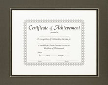 Load image into Gallery viewer, Craig Frames 11x14-Inch Black Document Frame, Cinder/Black Double Mat with Single 8.5x11-Inch Opening
