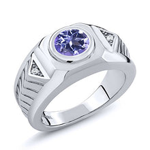 Load image into Gallery viewer, Gem Stone King 2.43 Ct Round Purple Blue Mystic Topaz 925 Sterling Silver Men's Ring (Size 12)

