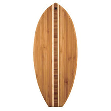 Load image into Gallery viewer, Totally Bamboo Lil' Surfer Surfboard Shaped Bamboo Serving and Cutting Board, 14-1/2" x 6", Brown
