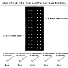 Load image into Gallery viewer, UBGICIG 220PCS Nose Piercing Jewelry Nose Studs for Women Men Stainless Steel Nose Ring Bone Studs Piercing 20G-22G 1.5mm 2mm 2.5mm
