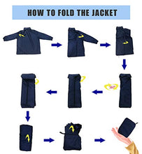 Load image into Gallery viewer, Mywu Women Packable Raincoat Waterproof Lightweight Outdoor Hooded Rain Jacket Navy Size S
