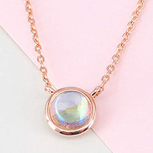 Load image into Gallery viewer, Rose Gold Created Moon Stone Tiny Charm Chain Necklace (Rose Gold)
